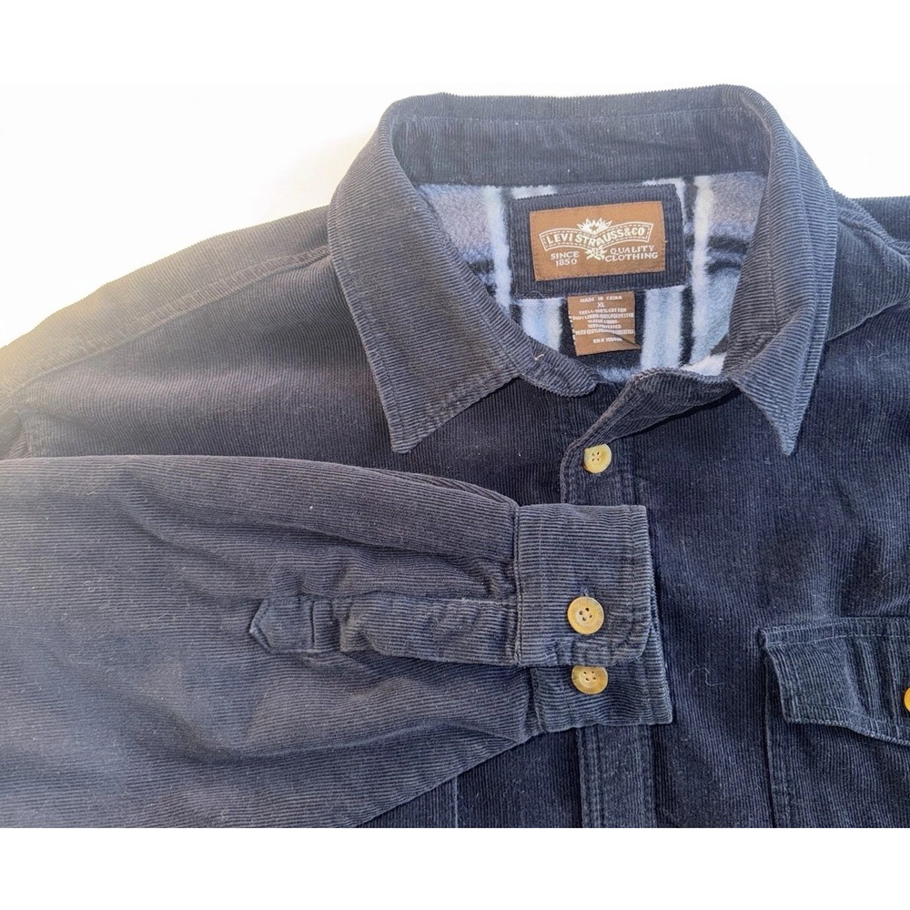 Levi Strauss & Co. Shirt Jacket Mens XL Blue Corduroy Lined Pockets Long Sleeve